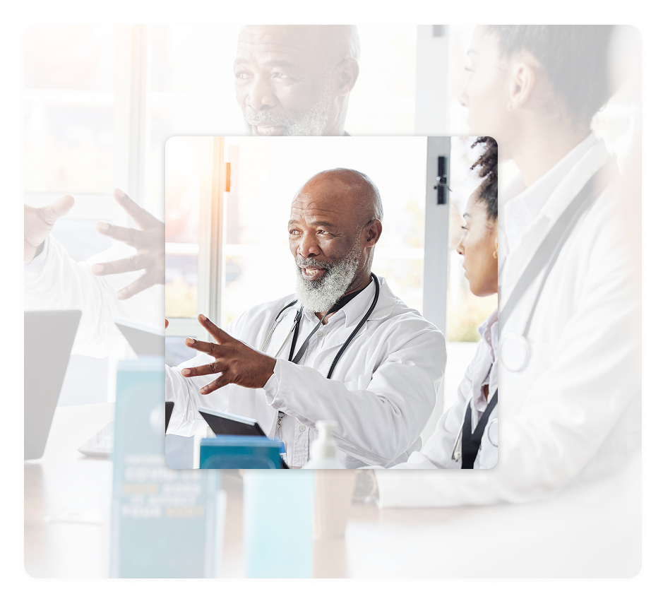 Authenticx dashboard wireframe showing a scorecard with donut chart, a trend line chart, a text summary panel, and a grouped bar chart